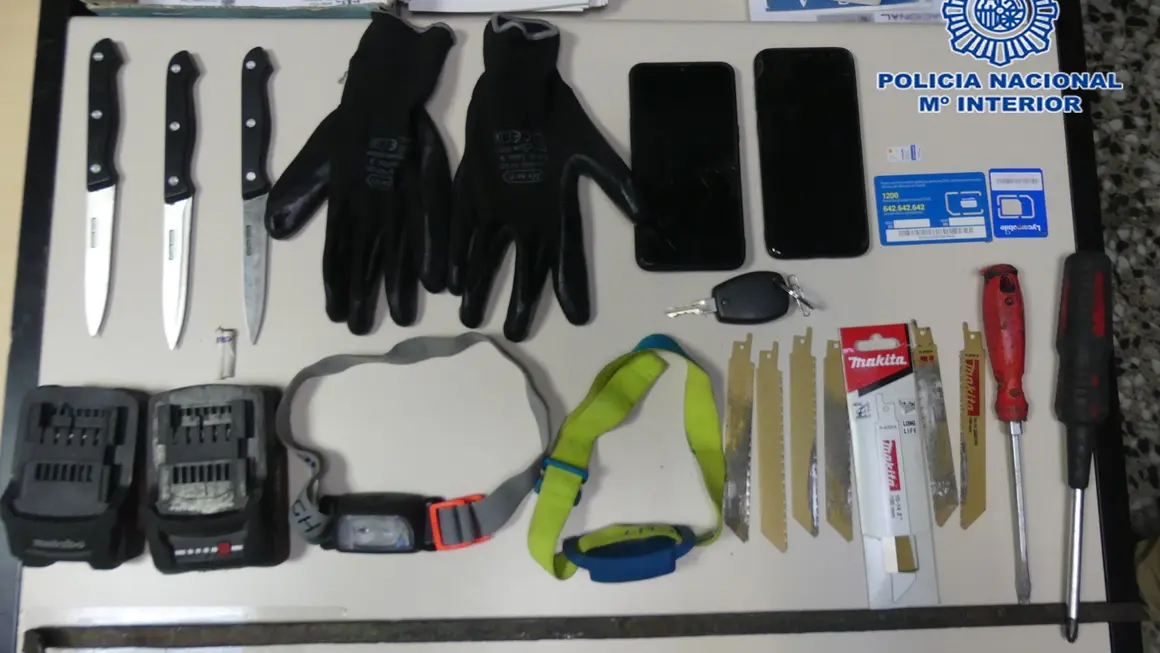 Material incautado a los ladrones