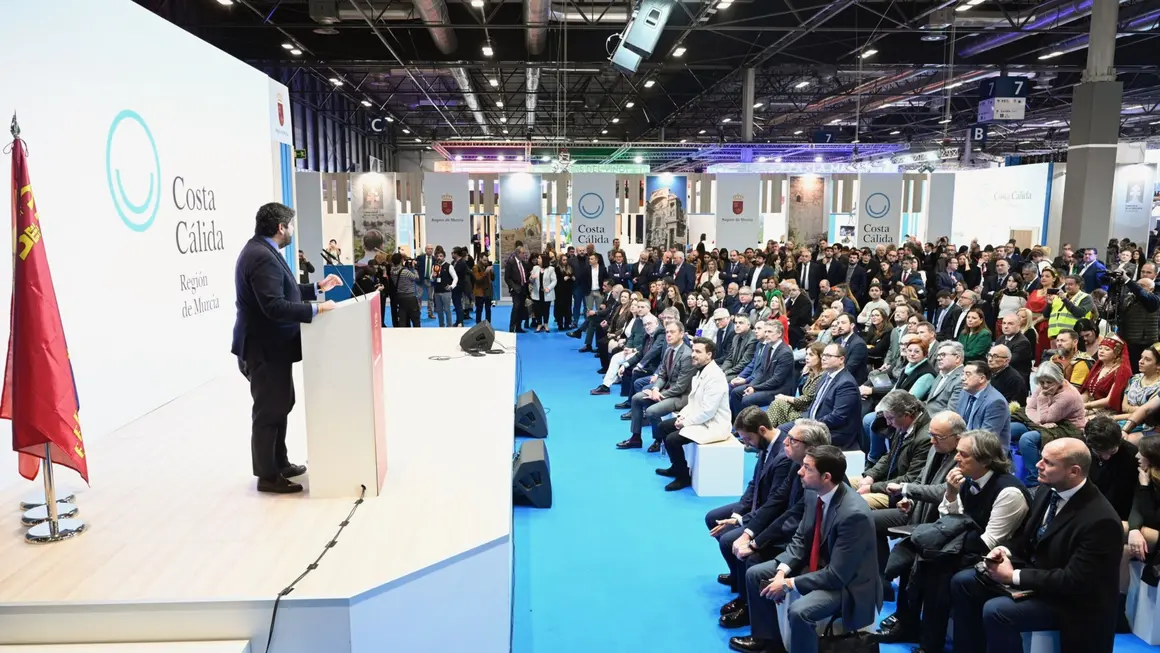 Foto de archivo de la intervenci&oacute;n de Fernando L&oacute;pez Miras, en el acto por el D&iacute;a de la Regi&oacute;n de Murcia en Fitur 2023 (foto: CARM)