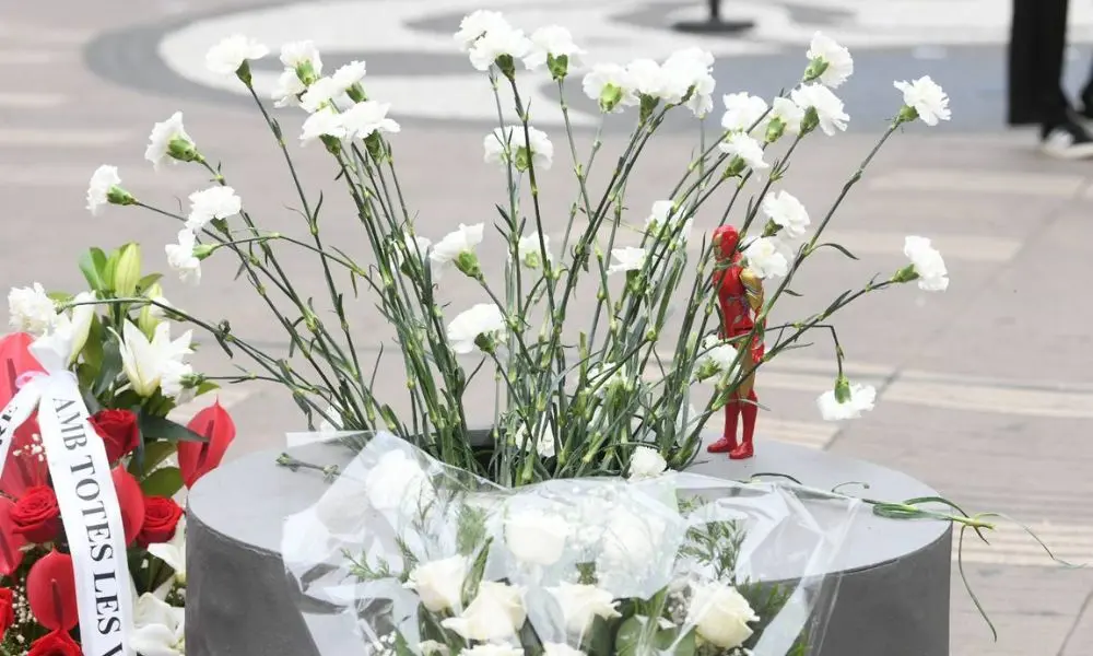 Claveles blancos en el homenaje a las v&iacute;ctimas del atentado del 17-A