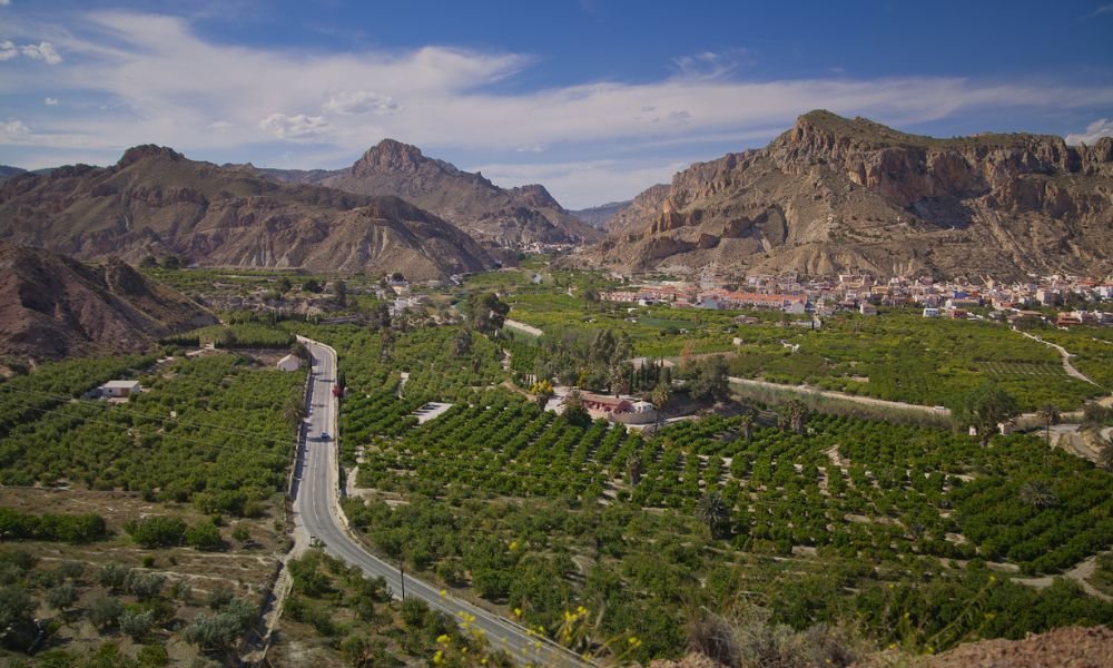 Imagen aérea del Valle de Ricote, un ejemplo de turismo rural de la Región de Murcia (Foto: CARM)