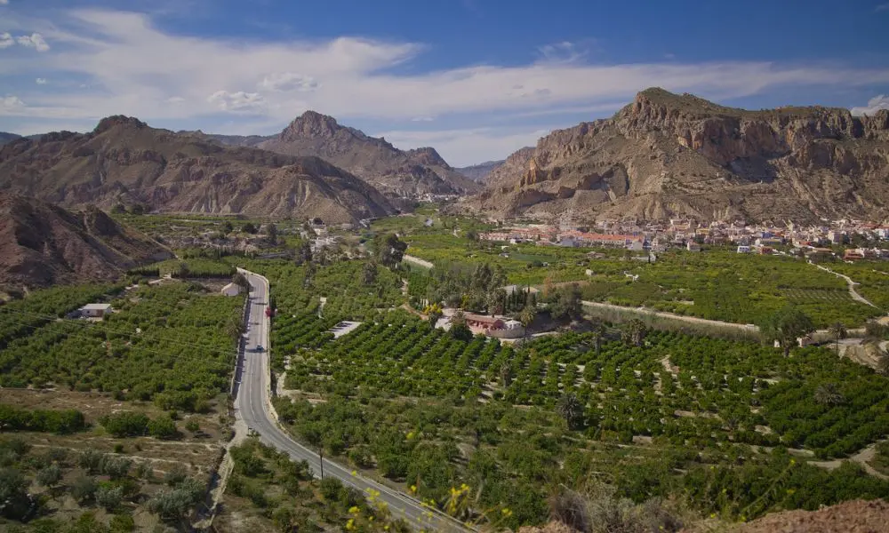 Imagen a&eacute;rea del Valle de Ricote, un ejemplo de turismo rural de la Regi&oacute;n de Murcia (Foto: CARM)