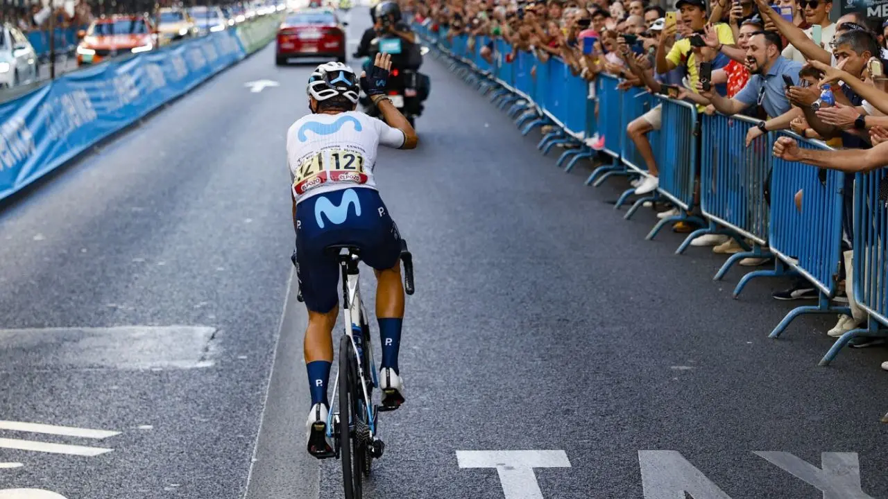 Alejandro Valverde, durante la &uacute;ltima etapa de La Vuelta (Foto: Movistar Team)