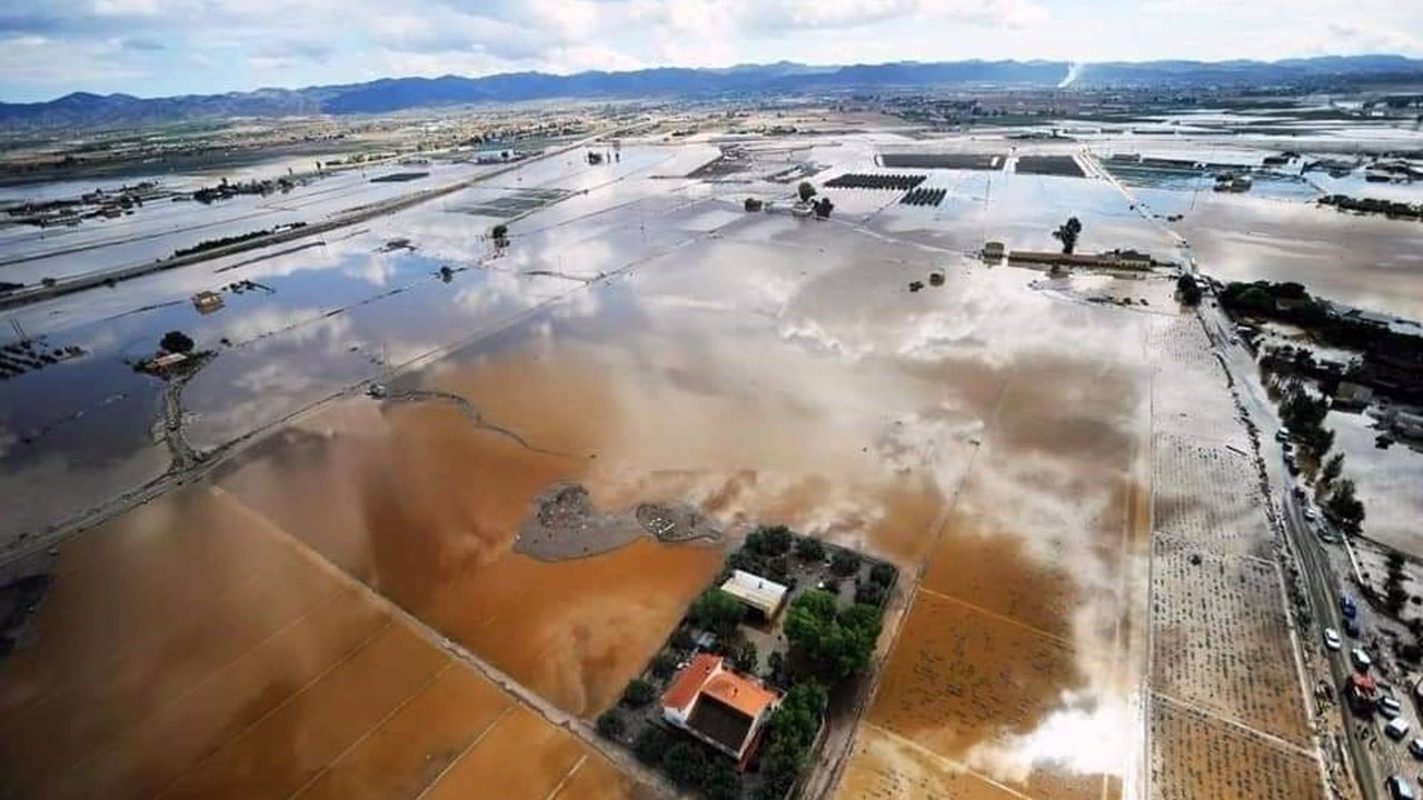 Vista aérea de Lorca tras la riada de San Wenceslao (Foto: Ayto. Lorca)