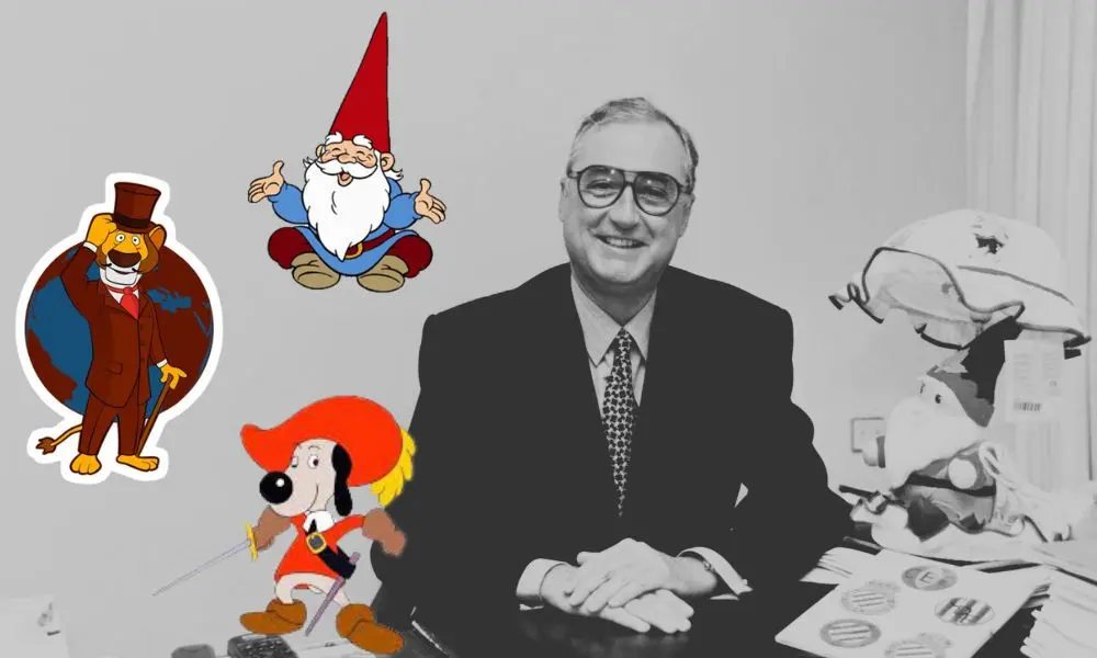Fotomontaje de Claudio Biern Boyd junto a tres de sus m&aacute;s conocidos personajes: David el Gnomo, Willy Fog y D'Artacan