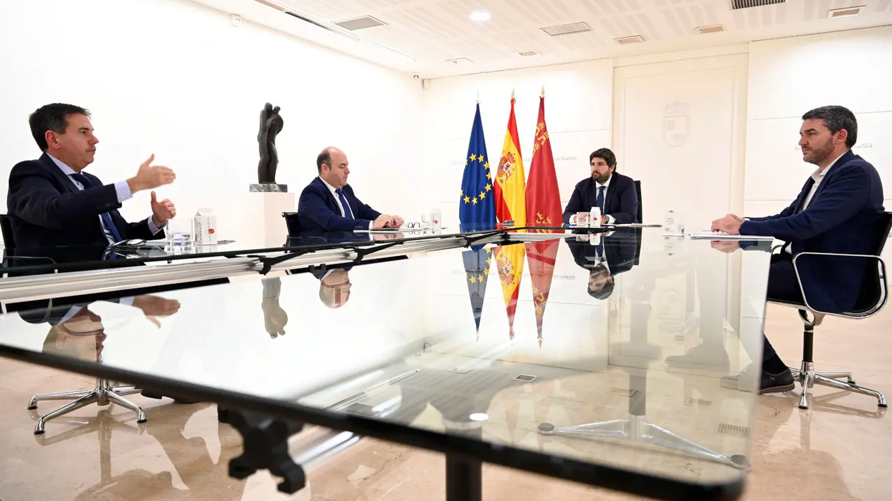 Reuni&oacute;n de L&oacute;pez Miras y Luengo con Ailimpo (foto: CARM)