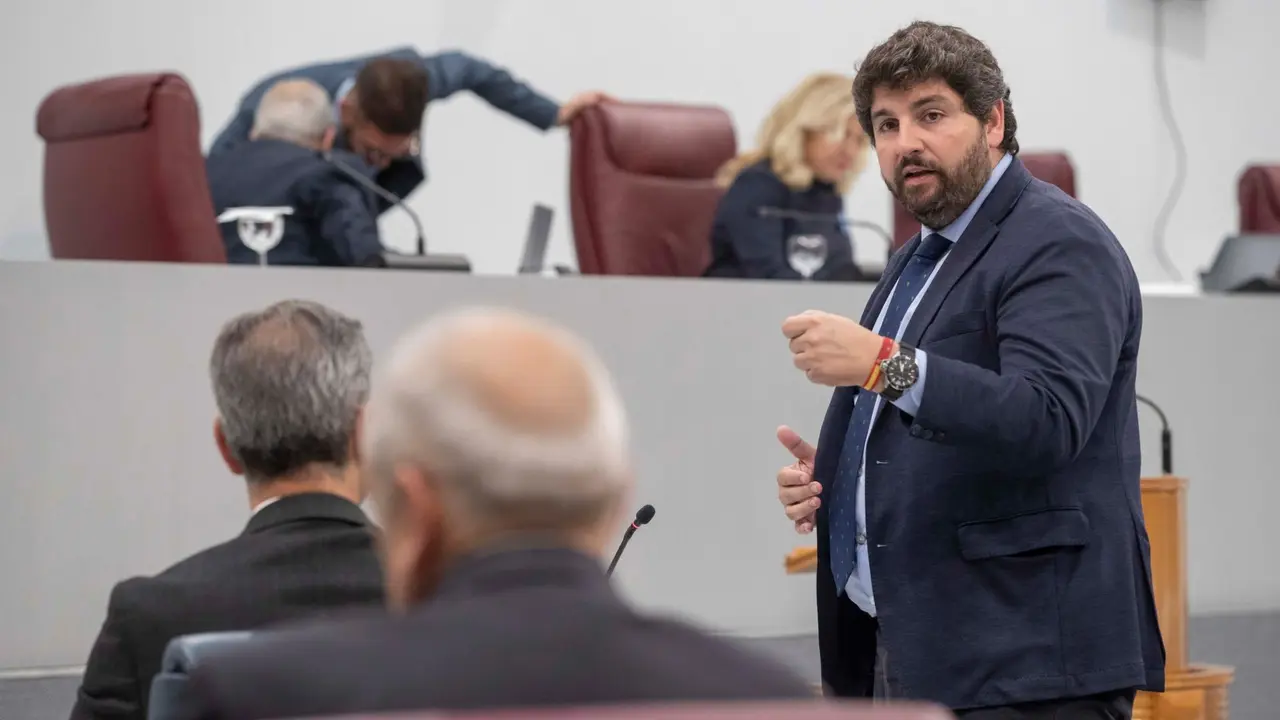 L&oacute;pez Miras, este mi&eacute;rcoles, en la Asamblea Regional (Foto: Asamblea Regional)
