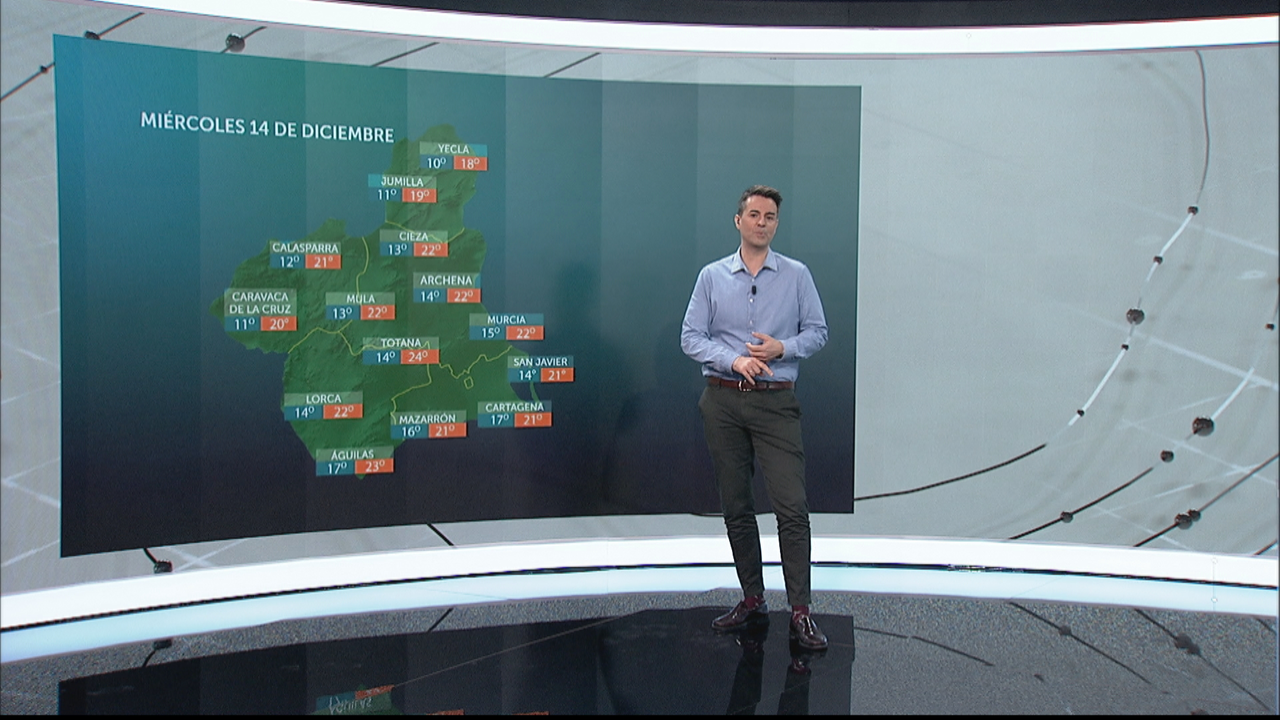 El mapa de la Regi&oacute;n de Murcia con la previsi&oacute;n del tiempo (foto: La 7)