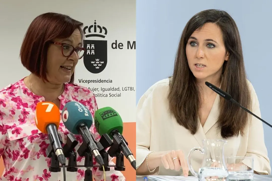 La vicepresidenta regional Isabel Franco (izq.) y la ministra de Igualdad, Ione Belarra