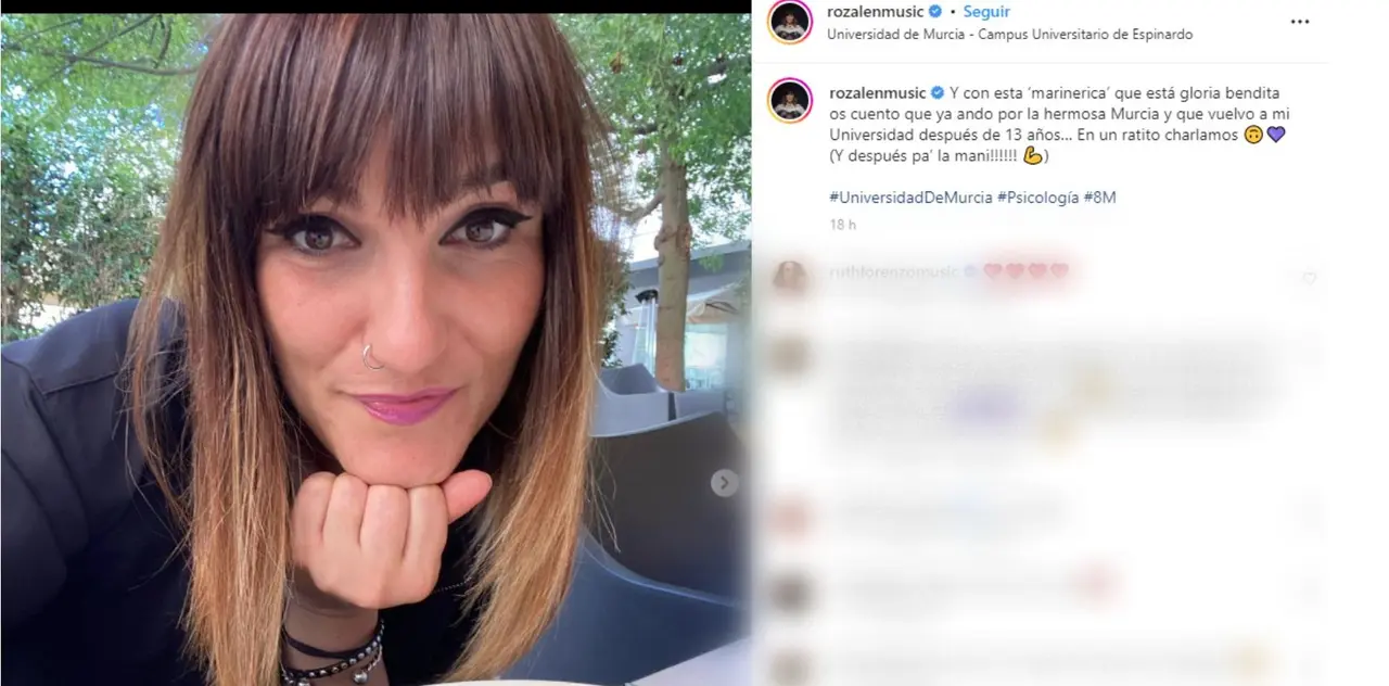 Post de Rozal&eacute;n en su perfil de Instagram (foto: @rozalenmusic)