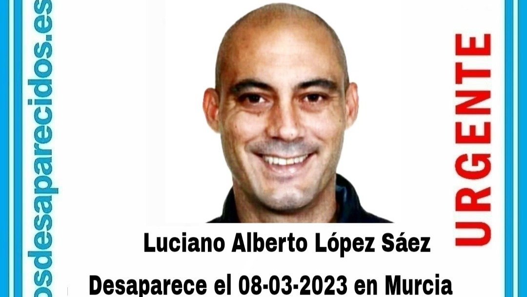Imagen difundida por SOS Desparecidos en la que anuncia la desaparición de Luciano Alberto López Sáez en Murcia (foto: SOS Desaparecidos)