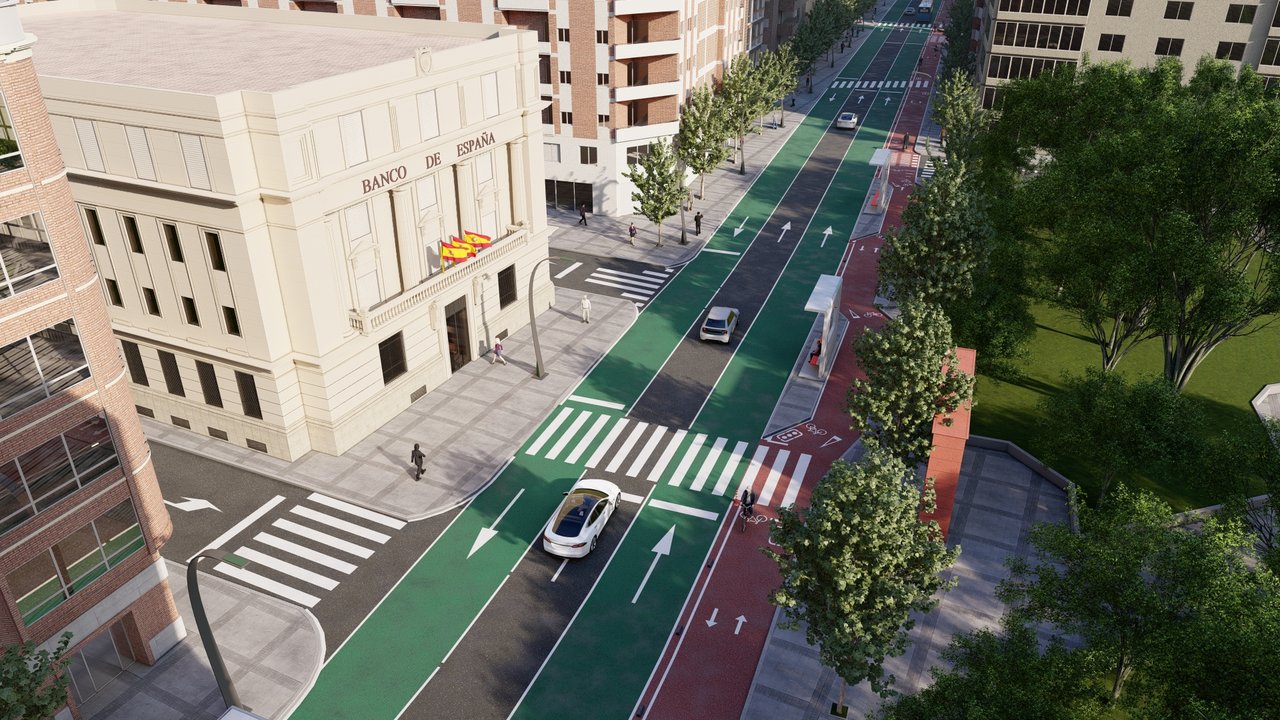 Simulación de cómo quedará la Gran Vía de Murcia tras las obras del Plan de Movilidad del Ayuntamiento (foto: Ayuntamiento de Murcia)