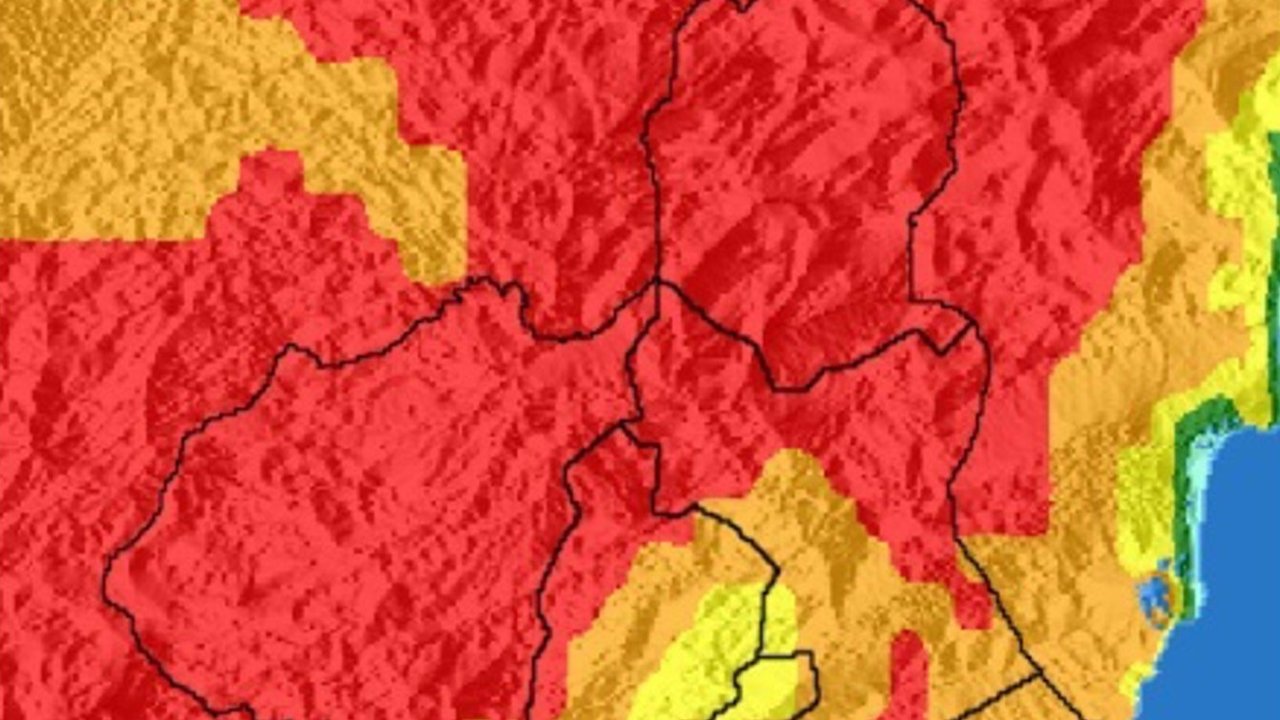 El nivel de riesgo de incendio forestal previsto para este miércoles es extremo o muy alto en toda la Región (foto: AEMET)
