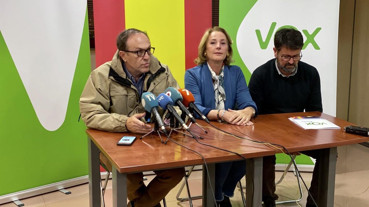 De izq. a der., Luis Gestoso, Lourdes Méndez y Joaquín Robles, diputados de Vox