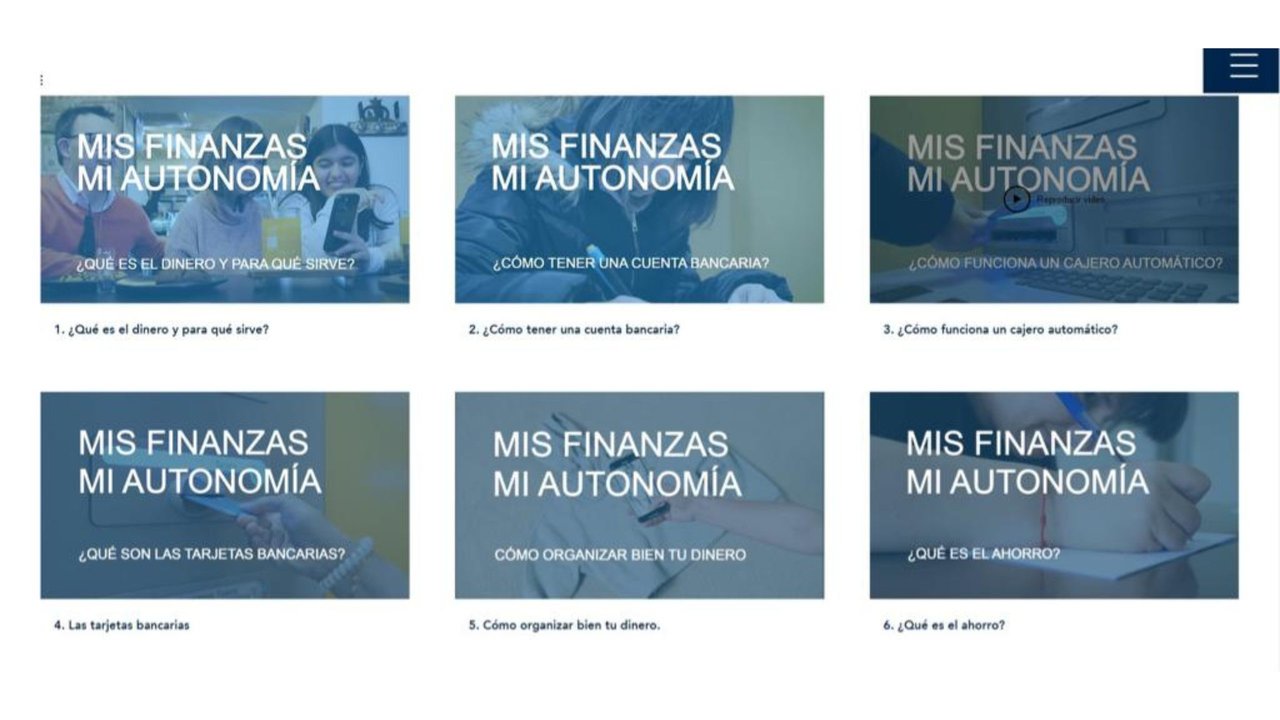 Imagen del apartado de la página web del Plan de Educación y Cultura Financiera de la Región de Murcia con los videos de la iniciativa 'Mis finanzas, mi autonomía'