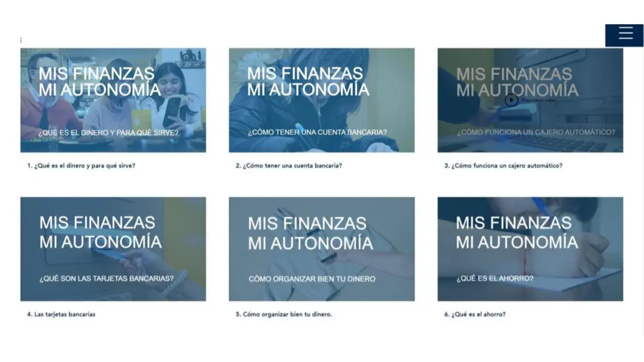 Imagen del apartado de la p&aacute;gina web del Plan de Educaci&oacute;n y Cultura Financiera de la Regi&oacute;n de Murcia con los videos de la iniciativa 'Mis finanzas, mi autonom&iacute;a'