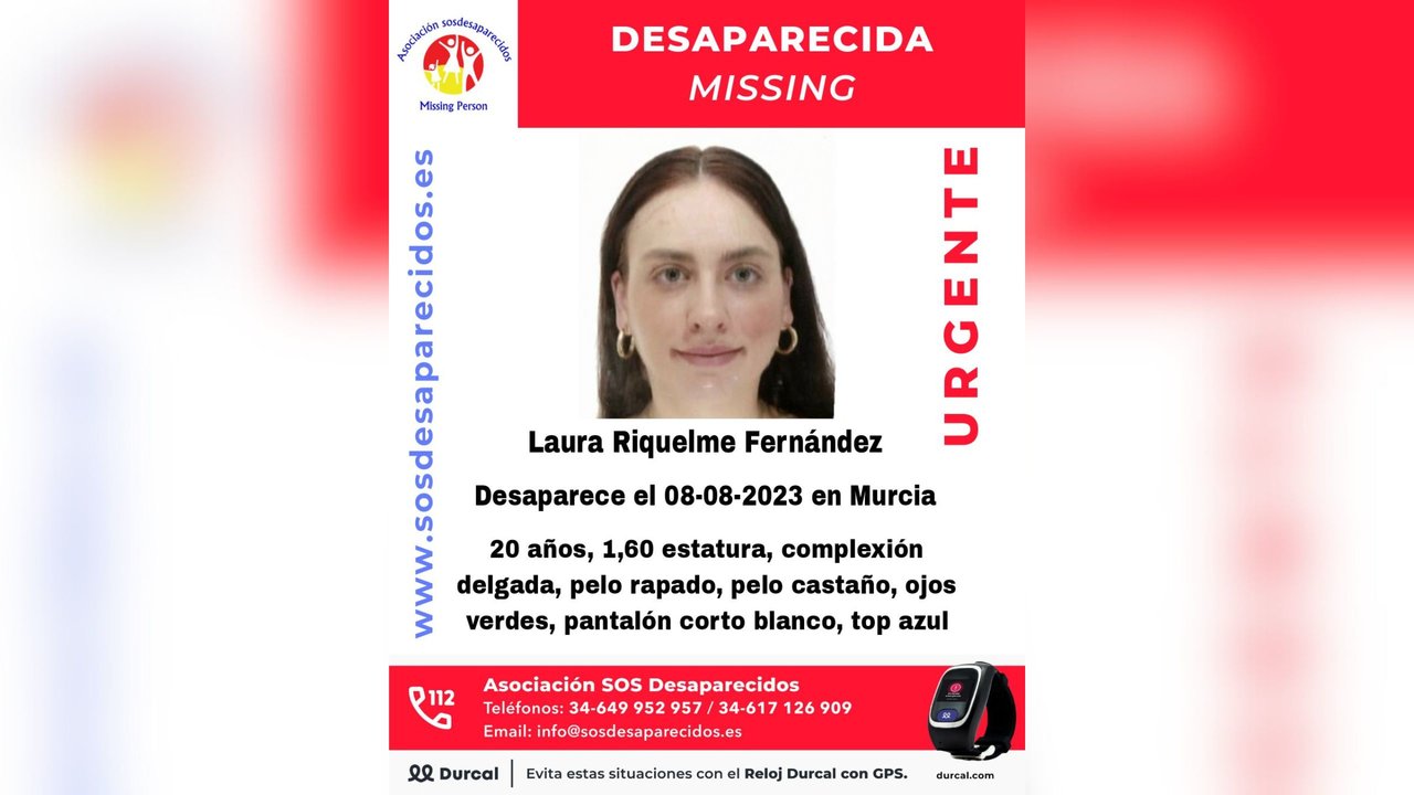 Aviso de SOS Desaparecidos por la desaparición de Laura Riquelme Fernández (foto: SOS Desaparecidos)