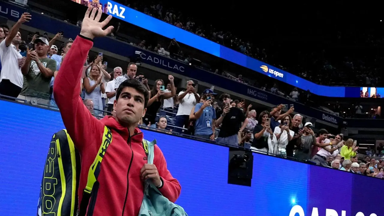 Carlos Alcaraz, en la pista del US Open, en una foto de archivo
