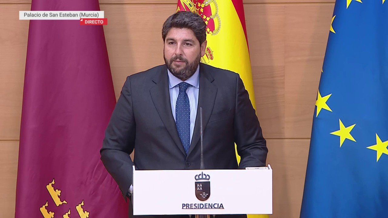 López Miras, durante su discurso en la toma de posesión de los consejeros