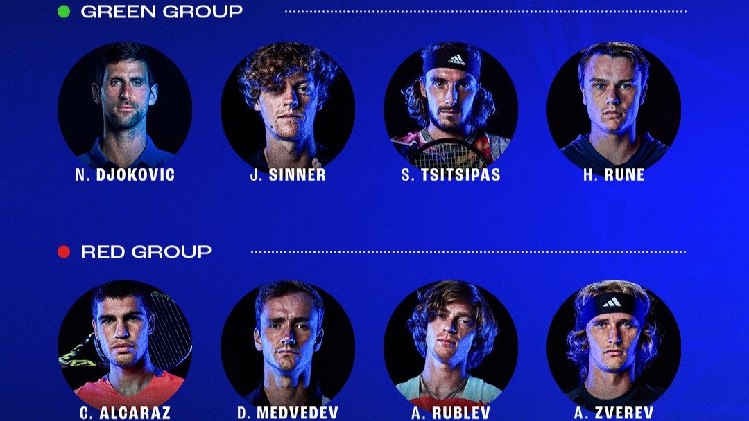 Grupos del torneo individual en el Nitto ATP Finals 2023 (foto: ATP Finals)
