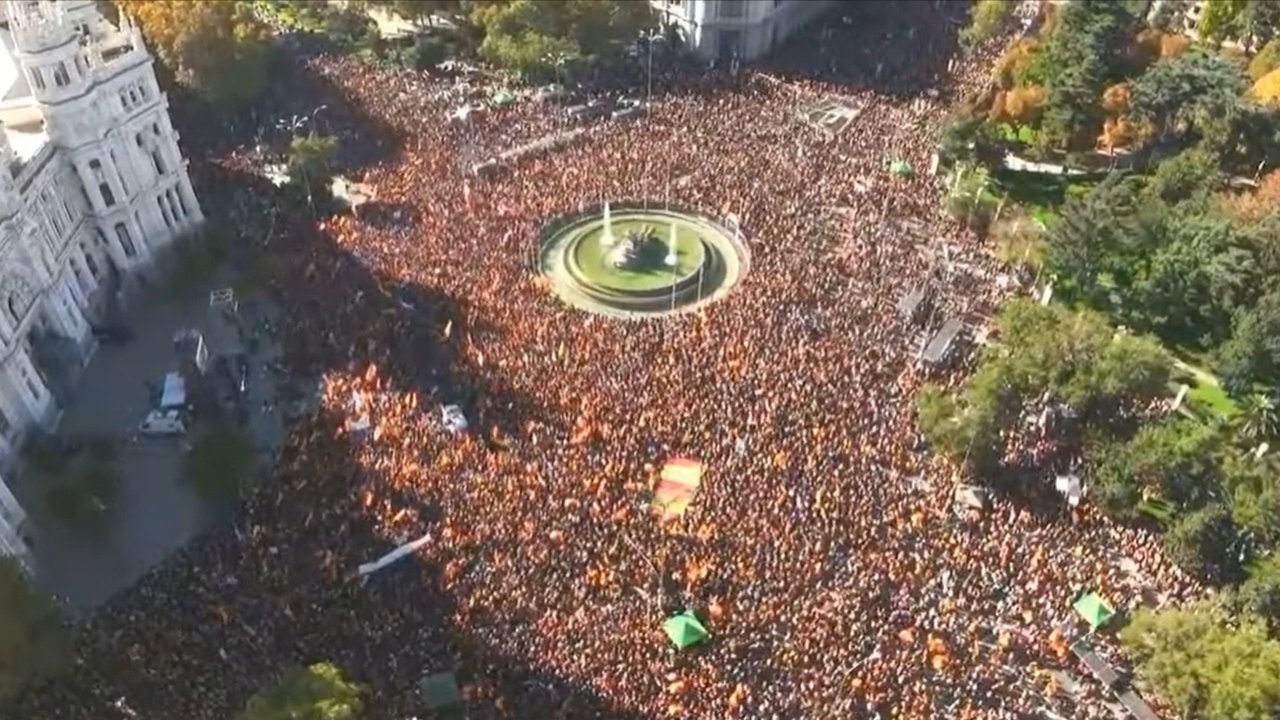 Manifestación en la plaza de Cibeles (Madrid)