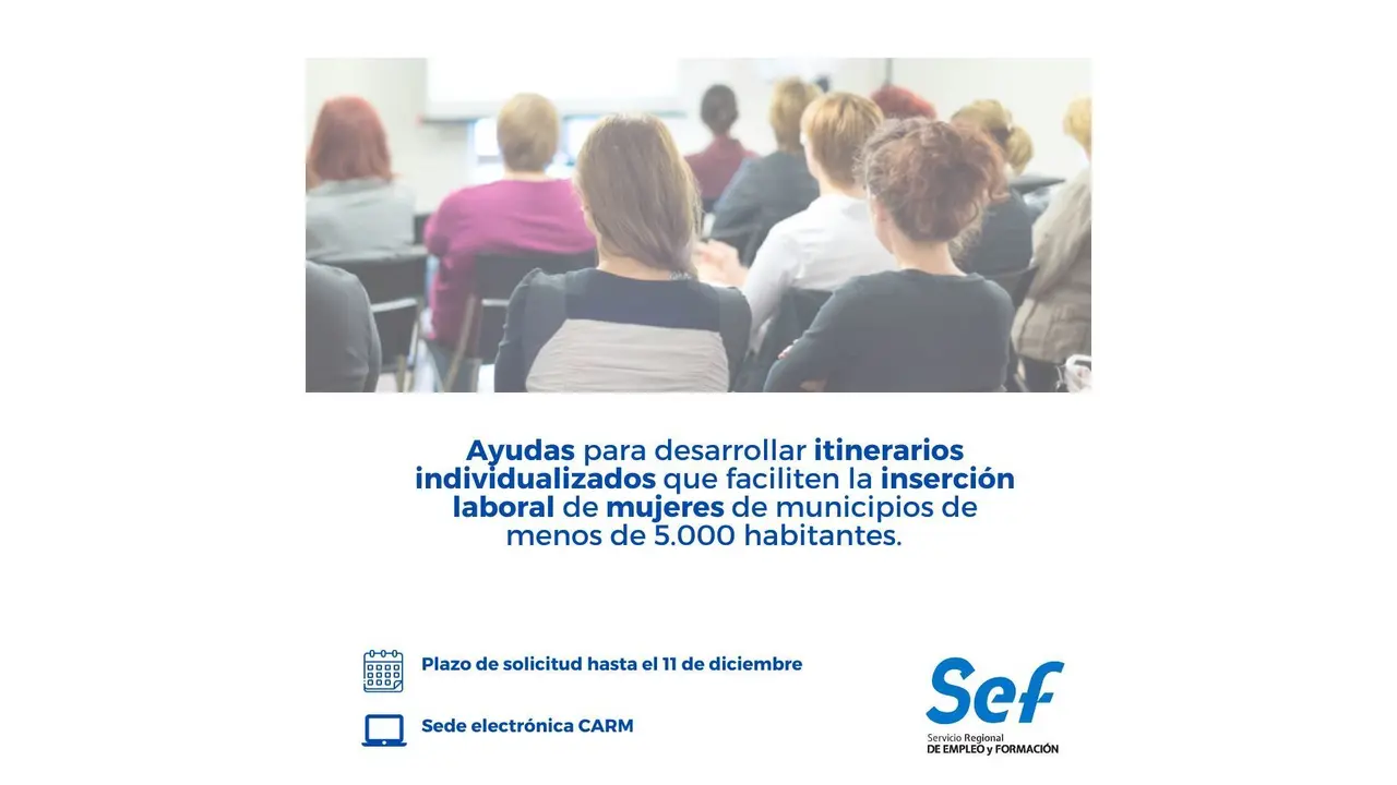 El SEF ha convocado ayudas para facilitar la inserci&oacute;n laboral de mujeres en el &aacute;mbito rural y de municipios de menos de 5.000 habitantes.