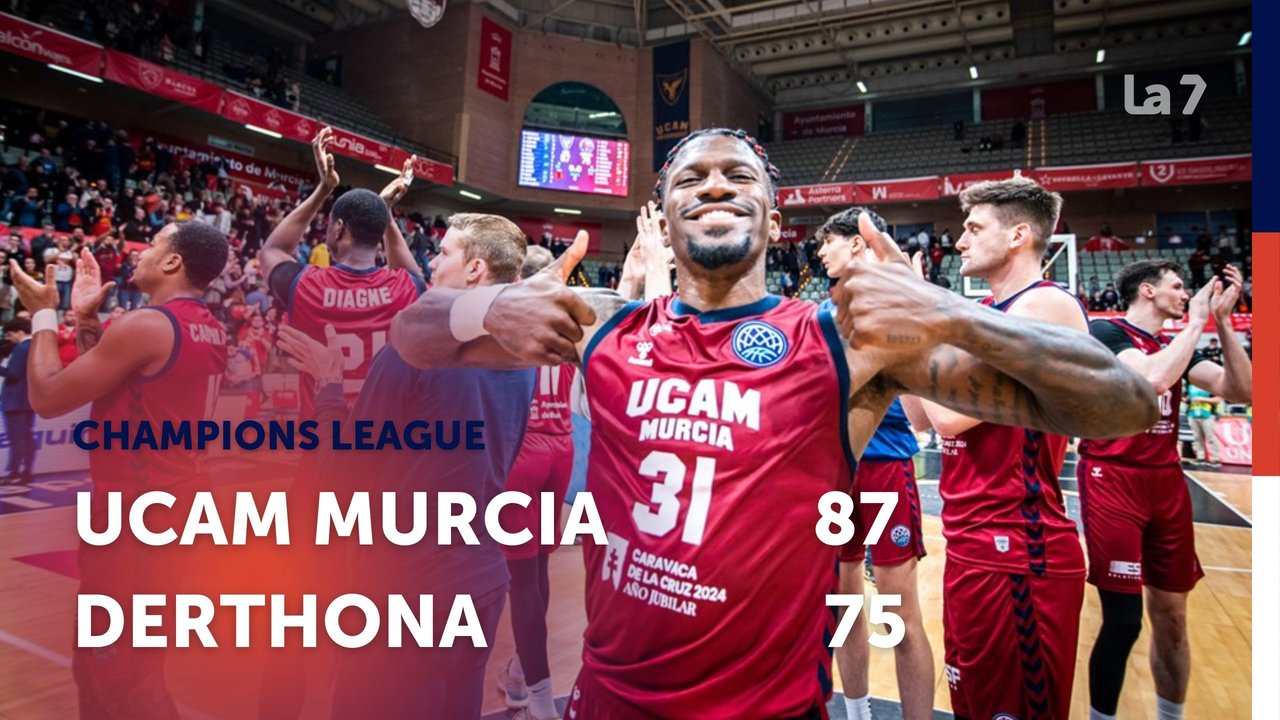 El UCAM Murcia CB gana al Derthona en la Basketball Champions League (foto: UCAM Murcia CB / La 7)