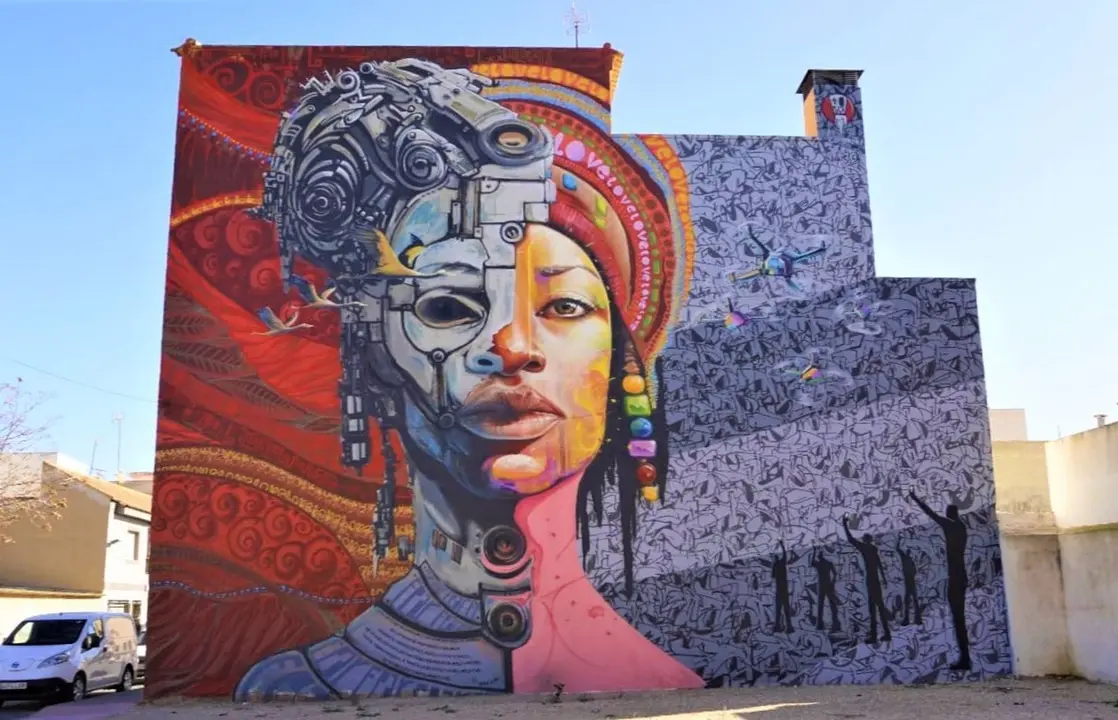 'El Sue&ntilde;o De Turing', El Nuevo Mural De Arte Urbano De Los Alc&aacute;zares, Nominado A Mejor Grafiti Del Mundo (foto: Ayuntamiento de Los Alc&aacute;zares)