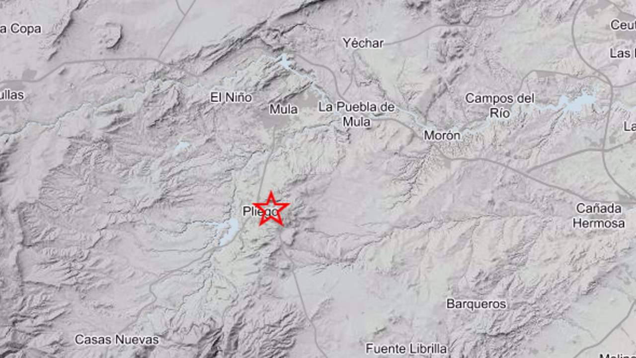 Mapa con el terremoto registrado en Pliego
