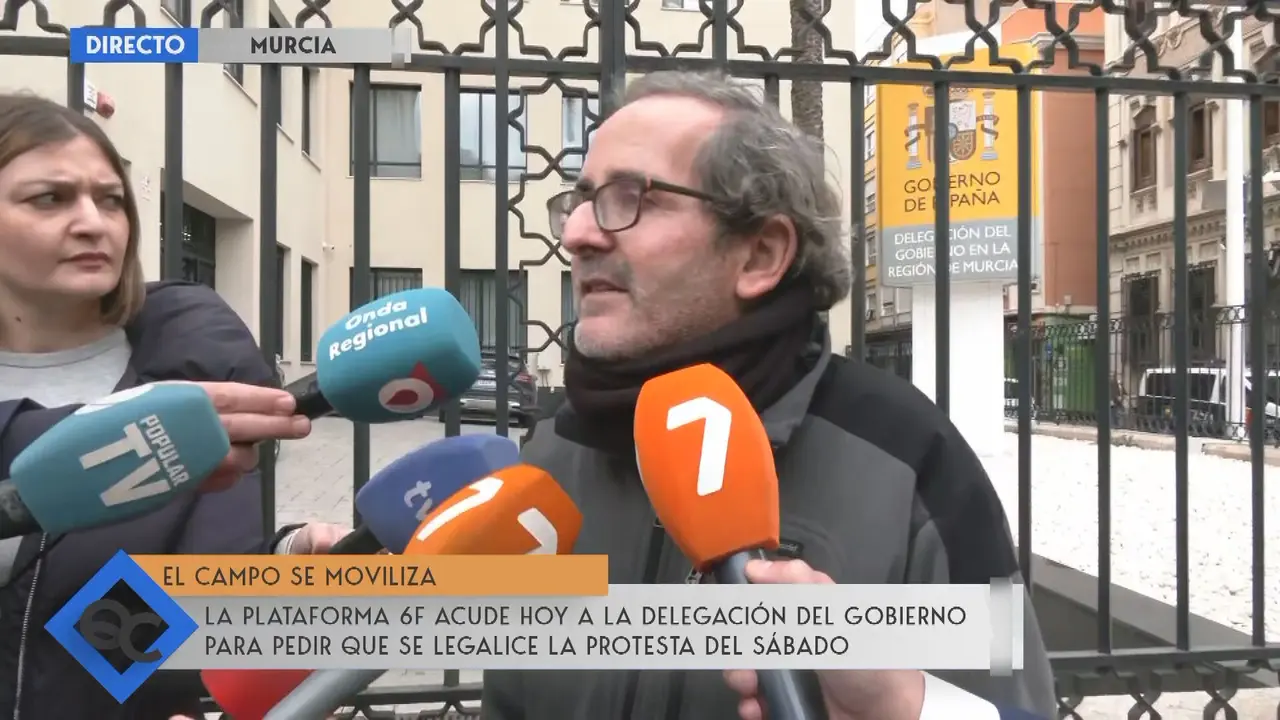 Diego Conesa, l&iacute;der y portavoz de la plataforma 6F, anuncia su intenci&oacute;n de comenzar las movilizaciones en la Regi&oacute;n en la madrugada del viernes al s&aacute;bado (foto: La 7)