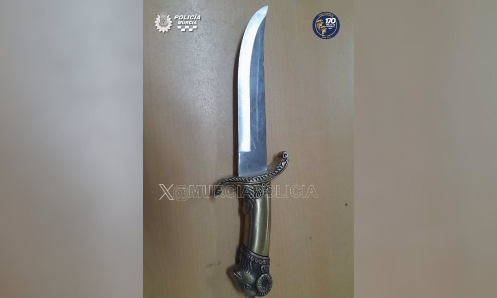 Machete usado por un hombre que amenazó a una mujer en el barrio de San Antolín de Murcia (foto: Policía Local de Murcia)