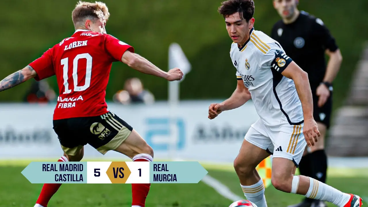 Aplastante victoria del Real Madrid Castilla frente al Real Murcia