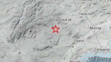 Lugar exacto en el que se ha localizado un terremoto de 2,9 grados de magnitud en Caravaca de la Cruz (foto: IGN)