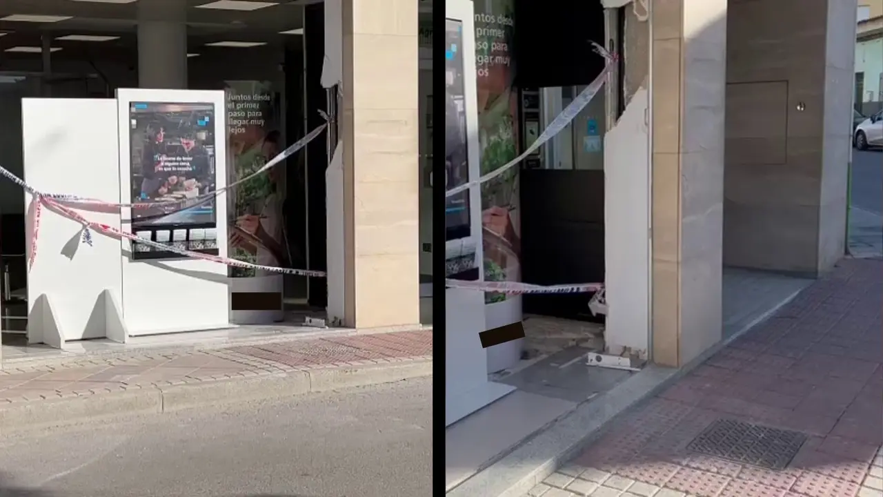 Sucursal bancaria de la pedan&iacute;a archenera de La Algaida que ha sido sustra&iacute;da en la madrugada de este mi&eacute;rcoles (foto: La 7)