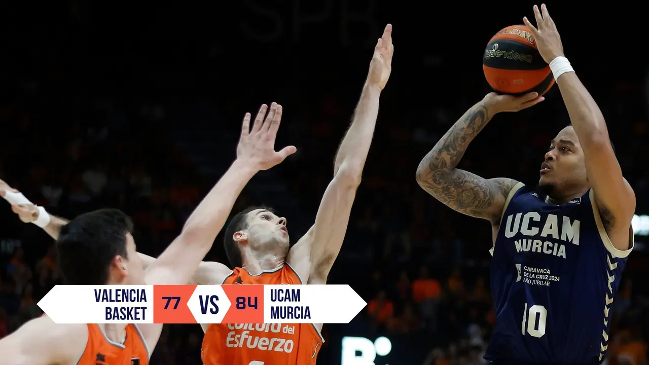 Caupain lanza el bal&oacute;n en la victoria del UCAM en Valencia