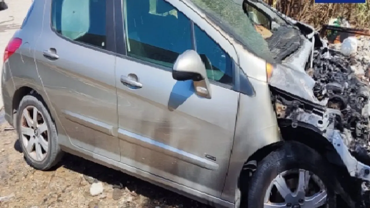 Imagen de uno de los coches incendiados (foto: PN)