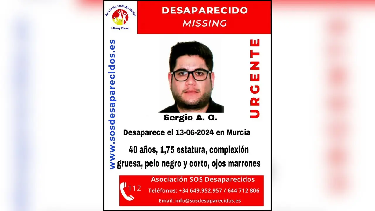 Buscan a un hombre desaparecido en Murcia (foto: SOS Desaparecidos)