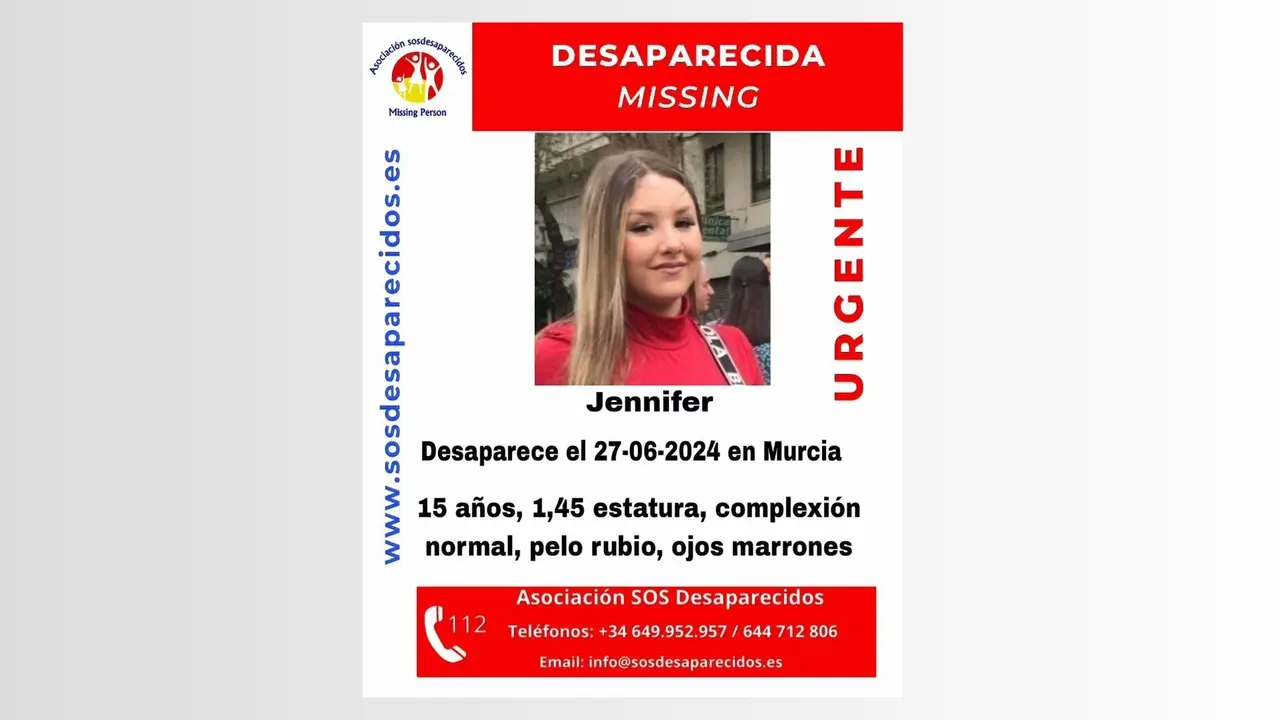 Buscan a una menor de 15 a&ntilde;os desaparecida en Murcia desde el pasado jueves (foto: SOS Desaparecidos)