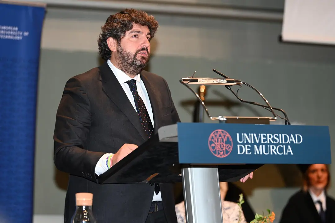L&oacute;pez Miras, en la Universidad de Murcia | Foto: CARM
