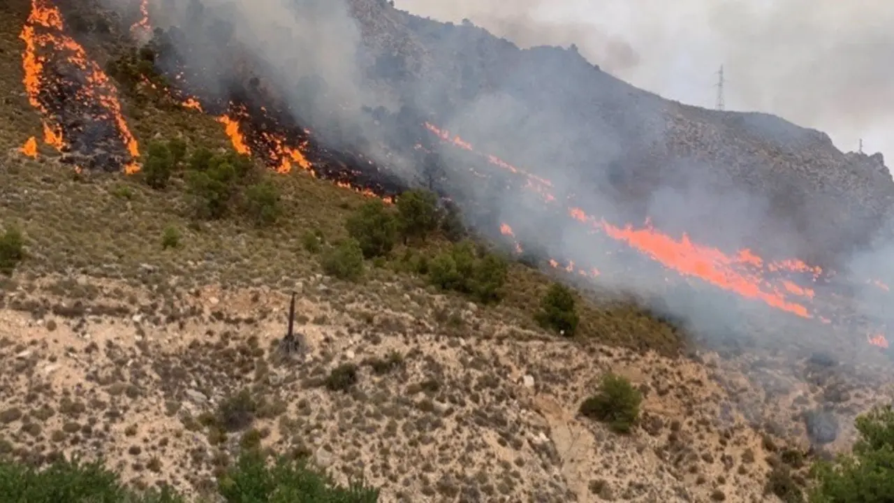 Imagen de archivo del incendio en Oj&oacute;s del pasado mes de junio (foto: 112 Regi&oacute;n de Murcia)