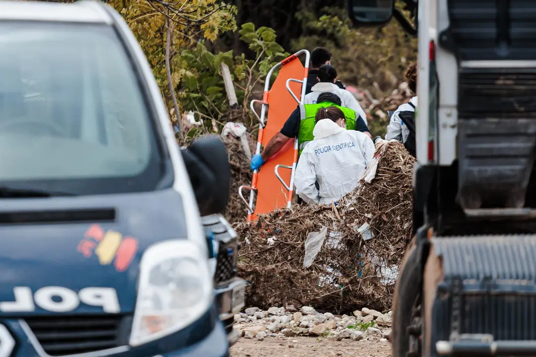 Agentes de la Polic&iacute;a Cient&iacute;fica y trabajadores de la Direcci&oacute;n General de Justicia tras encontrar un cuerpo en la localidad valenciana de Sedav&iacute; (foto: EP)