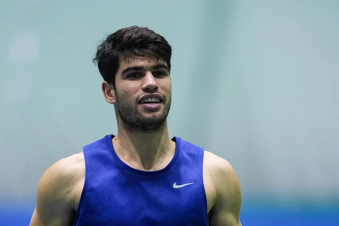 Carlos Alcaraz, en un entrenamiento previo a la Copa Davis 2024