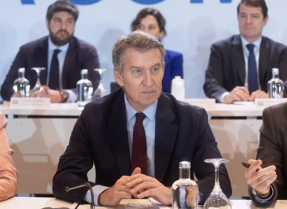 l presidente del Partido Popular, Alberto N&uacute;&ntilde;ez Feij&oacute;o, preside la Junta Directiva Nacional del Partido Popular, en el Hotel Eurostars Madrid Tower, a 18 de noviembre de 2024, en Madrid