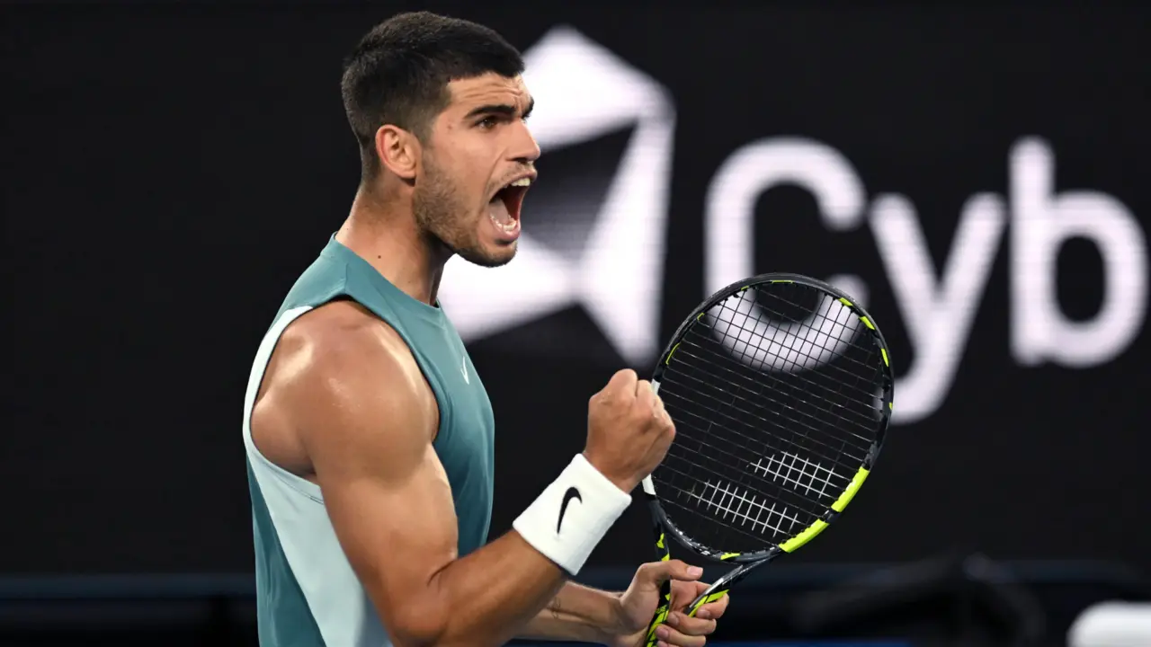 Alcaraz celebra en el Open de Australia