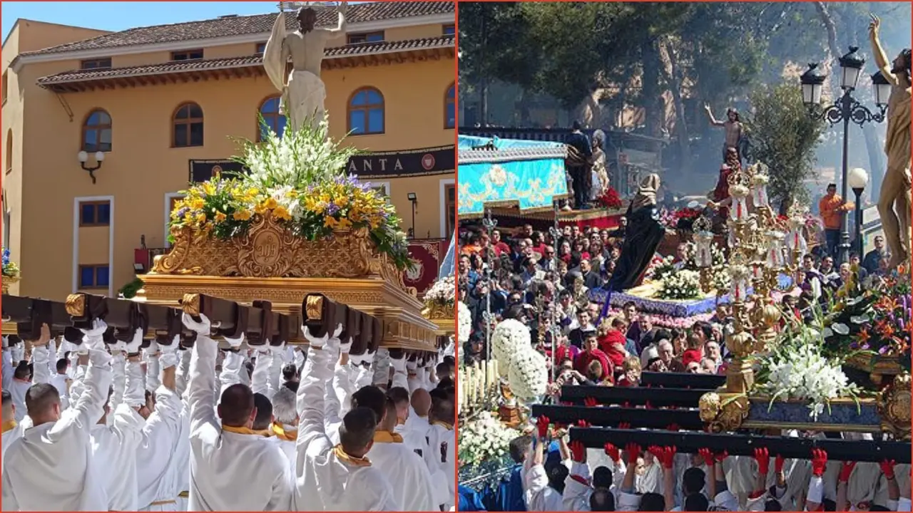 Im&aacute;genes del Resucitado en Alcantarilla (izq.) y Jumilla
