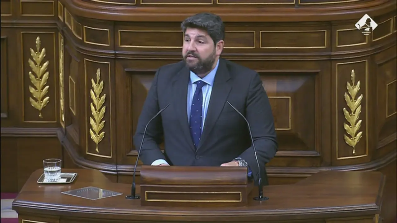 El presidente de la Regi&oacute;n de Murcia, Fernando L&oacute;pez Miras, en el Congreso de los Diputados