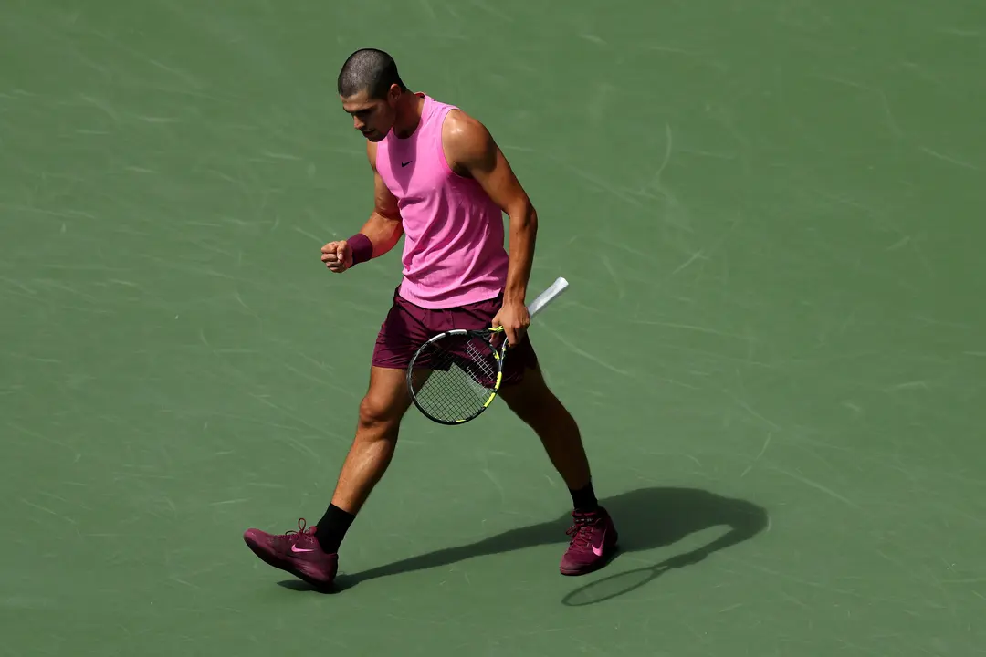 Carlos Alcaraz celebra un punto en el US Open 2025