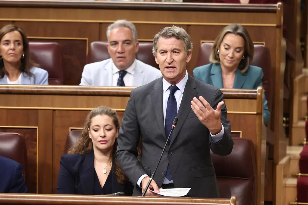 El presidente del PP, Alberto N&uacute;&ntilde;ez Feij&oacute;o, interviene durante una sesi&oacute;n de control al Gobierno en el Congreso de los Diputados, a 17 de septiembre de 2025, en Madrid (Espa&ntilde;a).
- Eduardo Parra - Europa Press