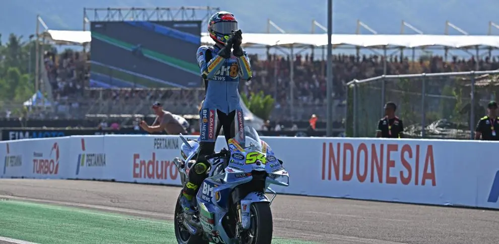 Aldeguer celebra la victoria en el GP de Indonesia