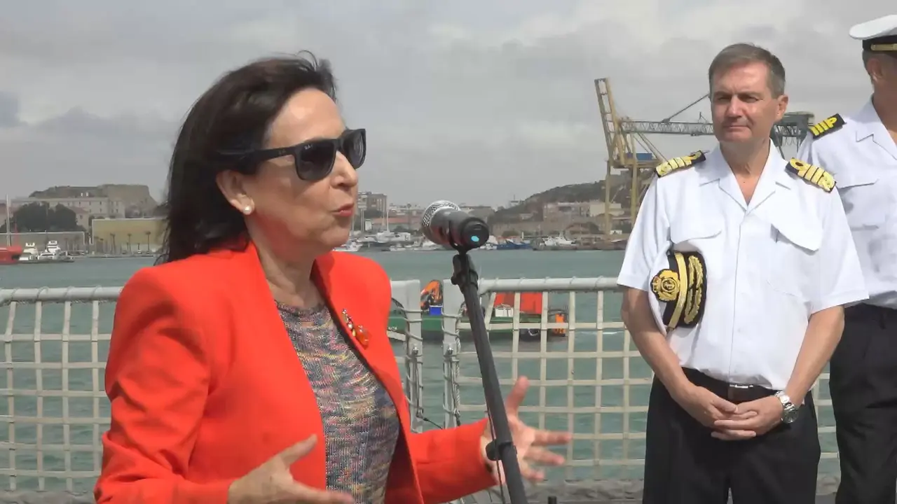 Margarita Robles, ministra de Defensa, en Cartagena este lunes 13 de octubre (foto: La 7)