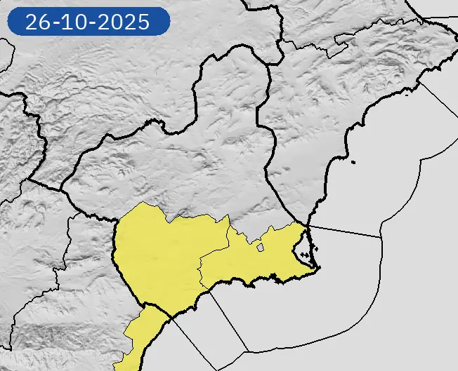 La Aemet ampl&iacute;a la alerta amarilla por lluvias y tormentas para este domingo y lunes en la Regi&oacute;n de Murcia